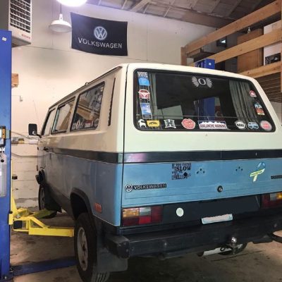 Vanagon in the Shop Keep Trucking PDX